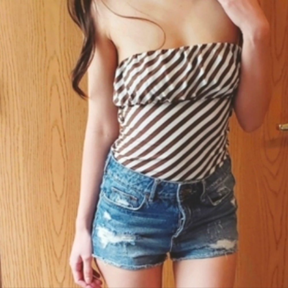 Striped Strapless Top